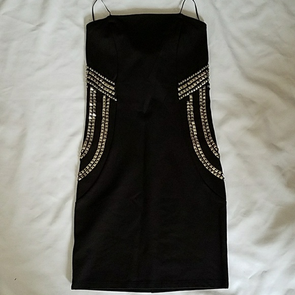 NEW GUESS BLACK STUDDED TUBE DRESS - Picture 4 of 6
